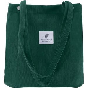 Women Green Imported Corduroy Small Canvas Shoulder Handy Tote Bag